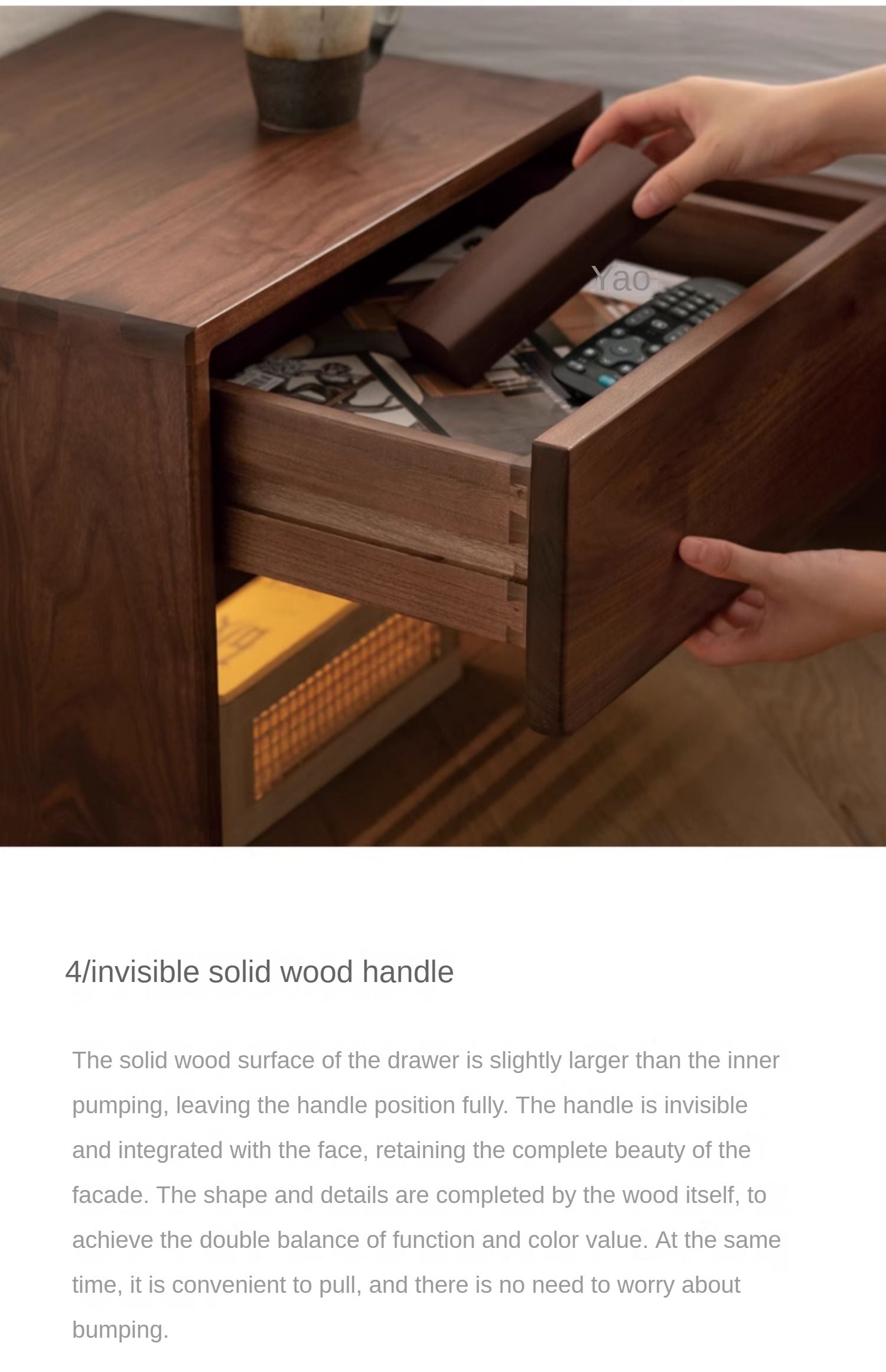 Black Walnut, Ash Solid Wood Simple Modern Nightstand