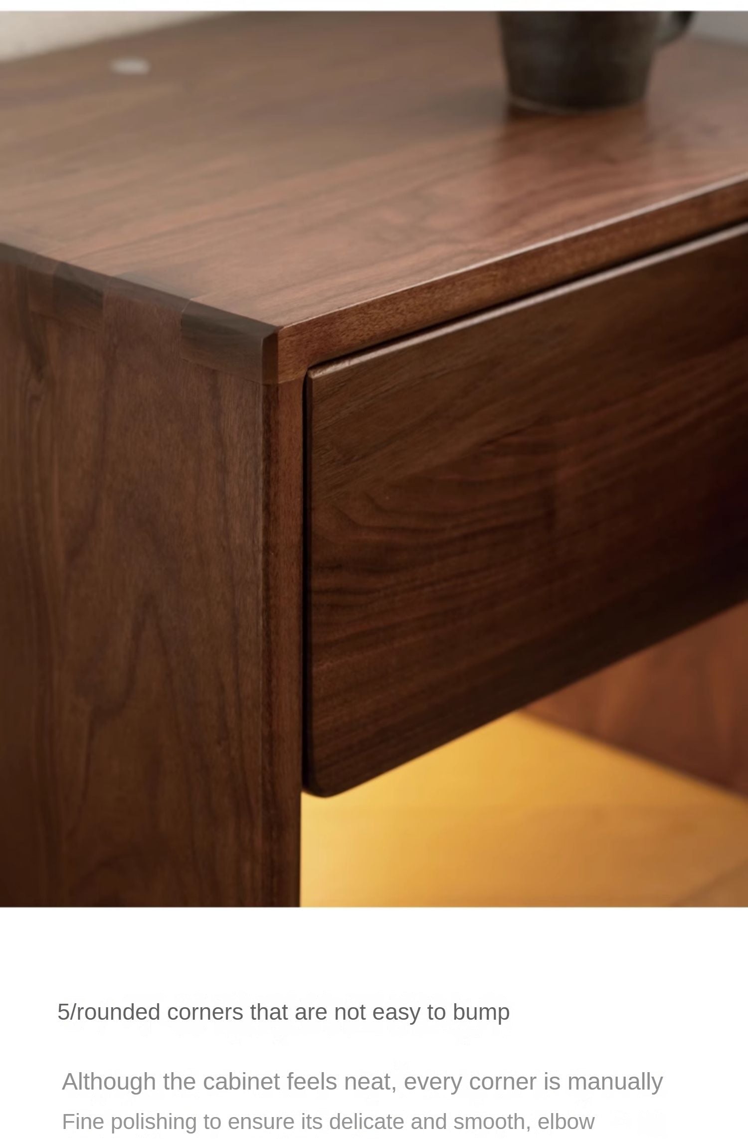 Black Walnut, Ash Solid Wood Simple Modern Nightstand