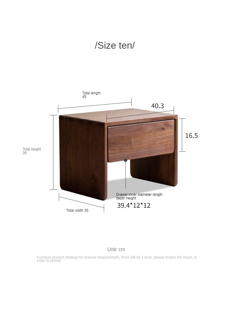 Black Walnut, Ash Solid Wood Simple Modern Nightstand