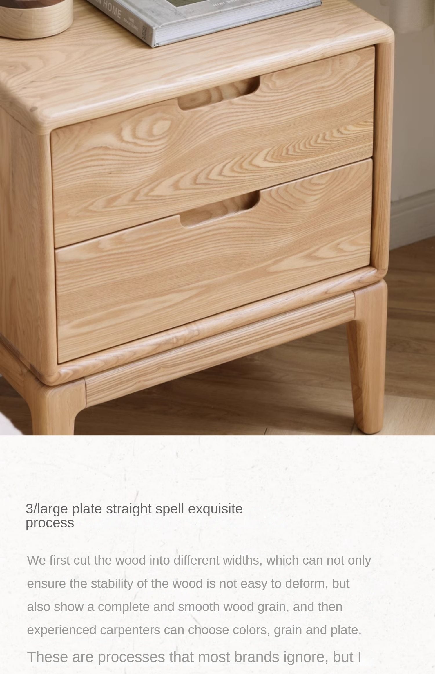Ash Solid Wood Modern Nordic Style Nightstand