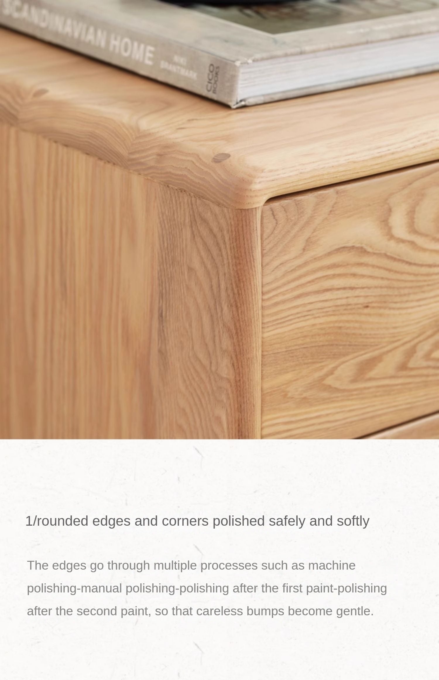 Ash Solid Wood Modern Nordic Style Nightstand