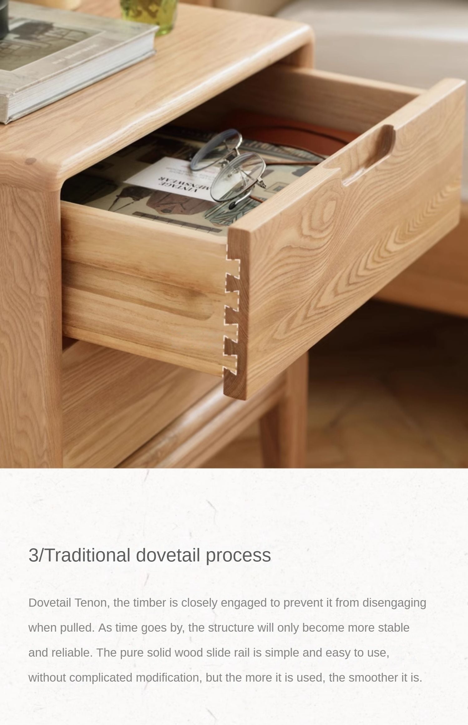 Ash Solid Wood Modern Nordic Style Nightstand