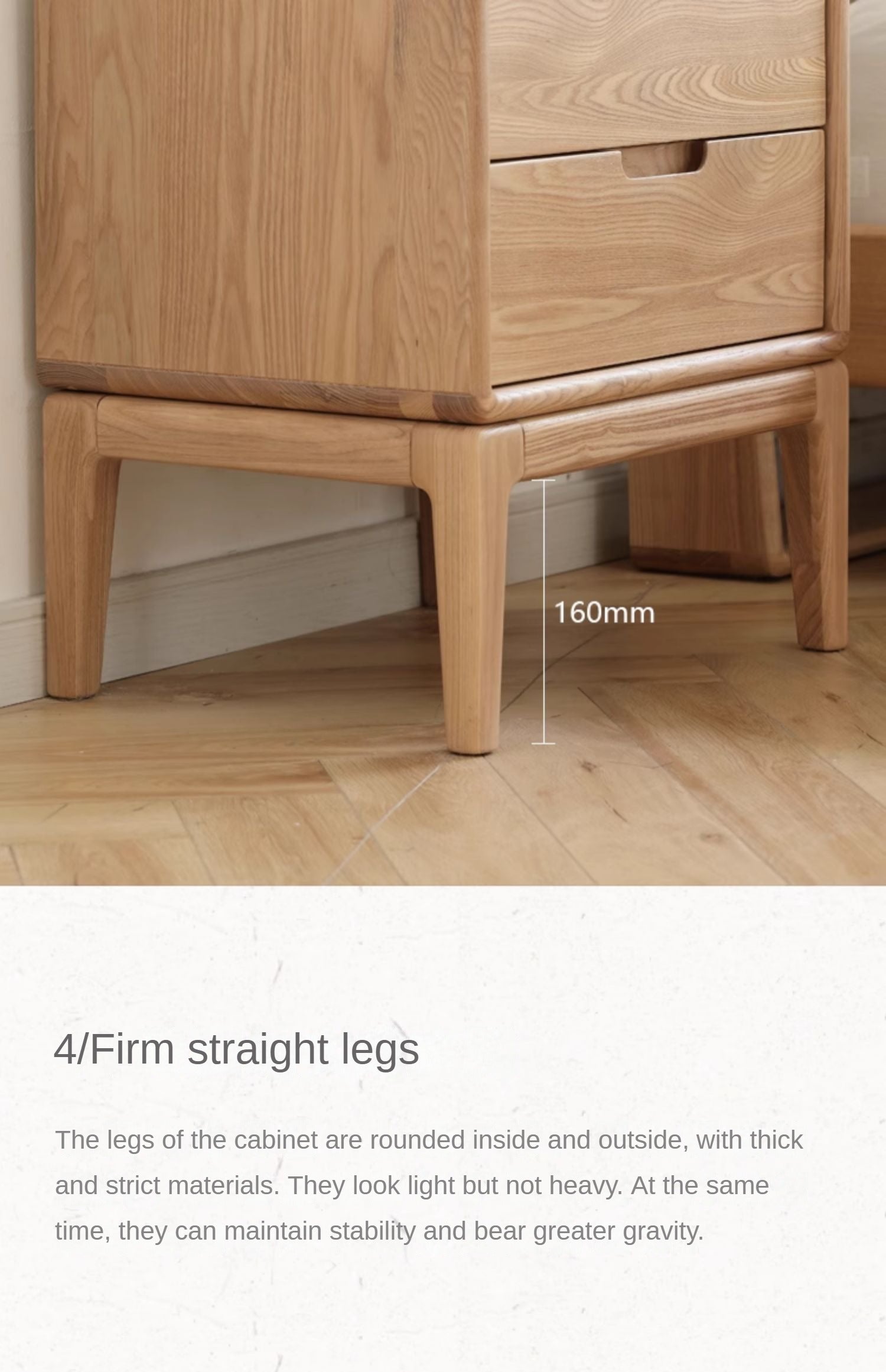 Ash Solid Wood Modern Nordic Style Nightstand