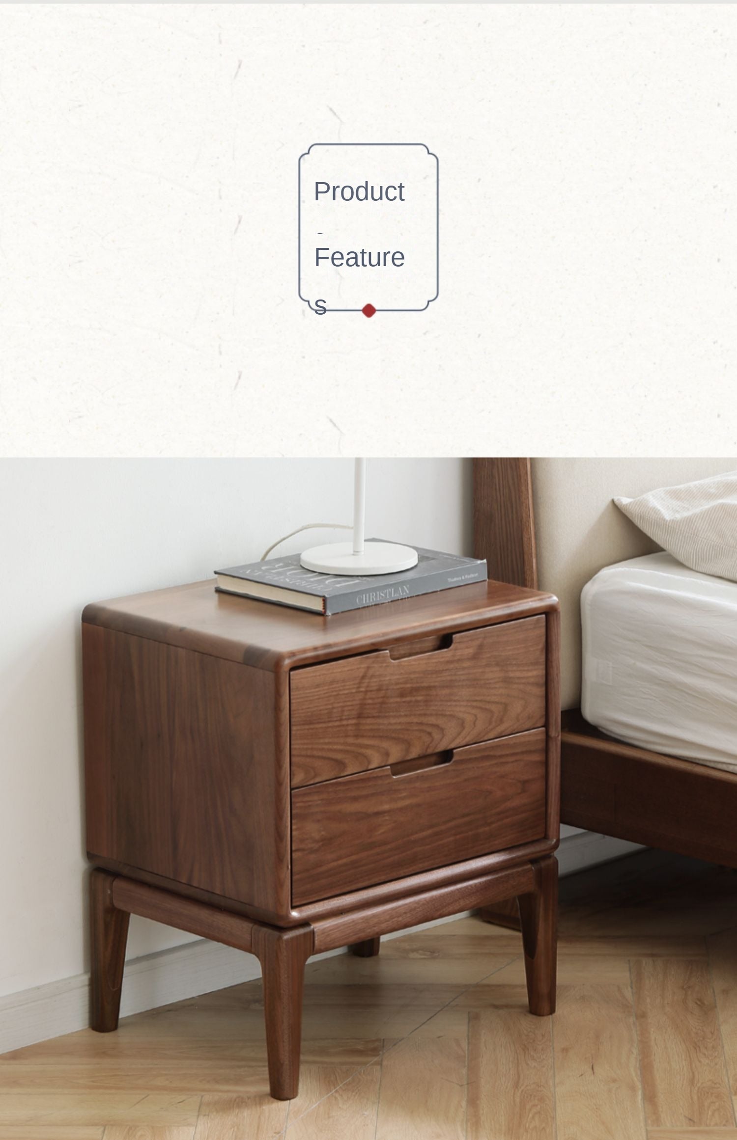 Black Walnut, Ash Solid Wood Nordic Modern Nightstand