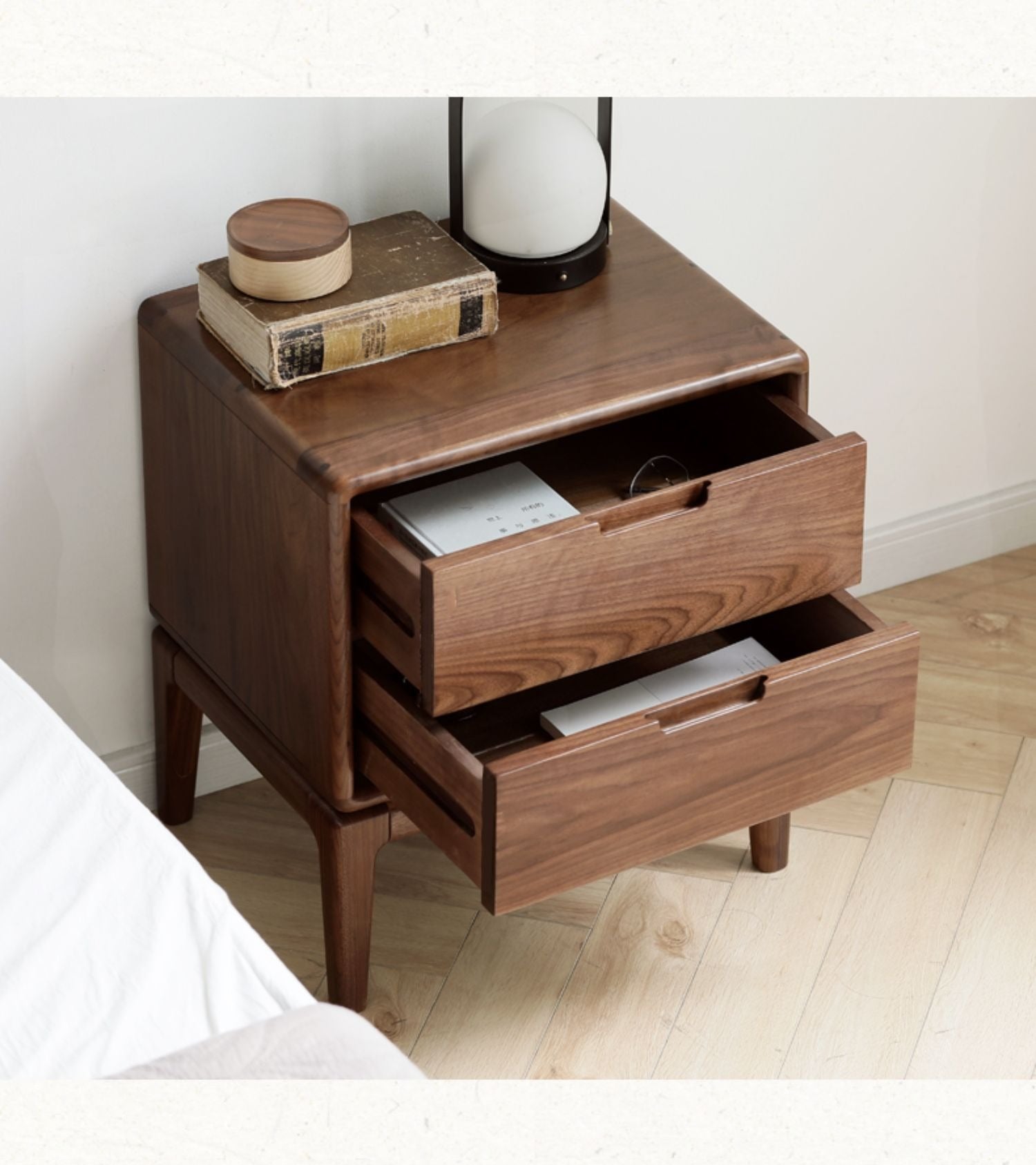 Black Walnut, Ash Solid Wood Nordic Modern Nightstand