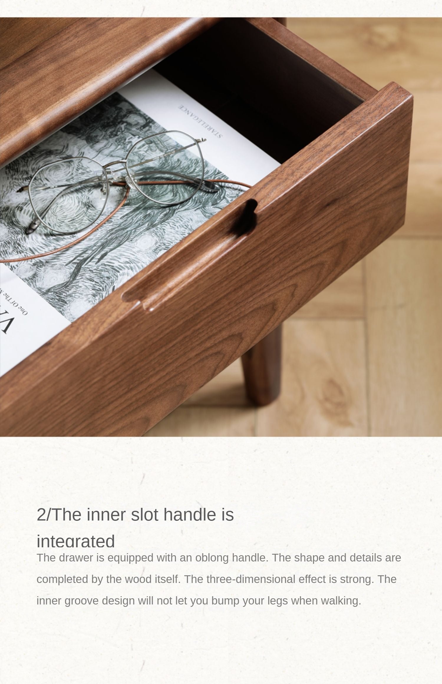 Black Walnut, Ash Solid Wood Nordic Modern Nightstand