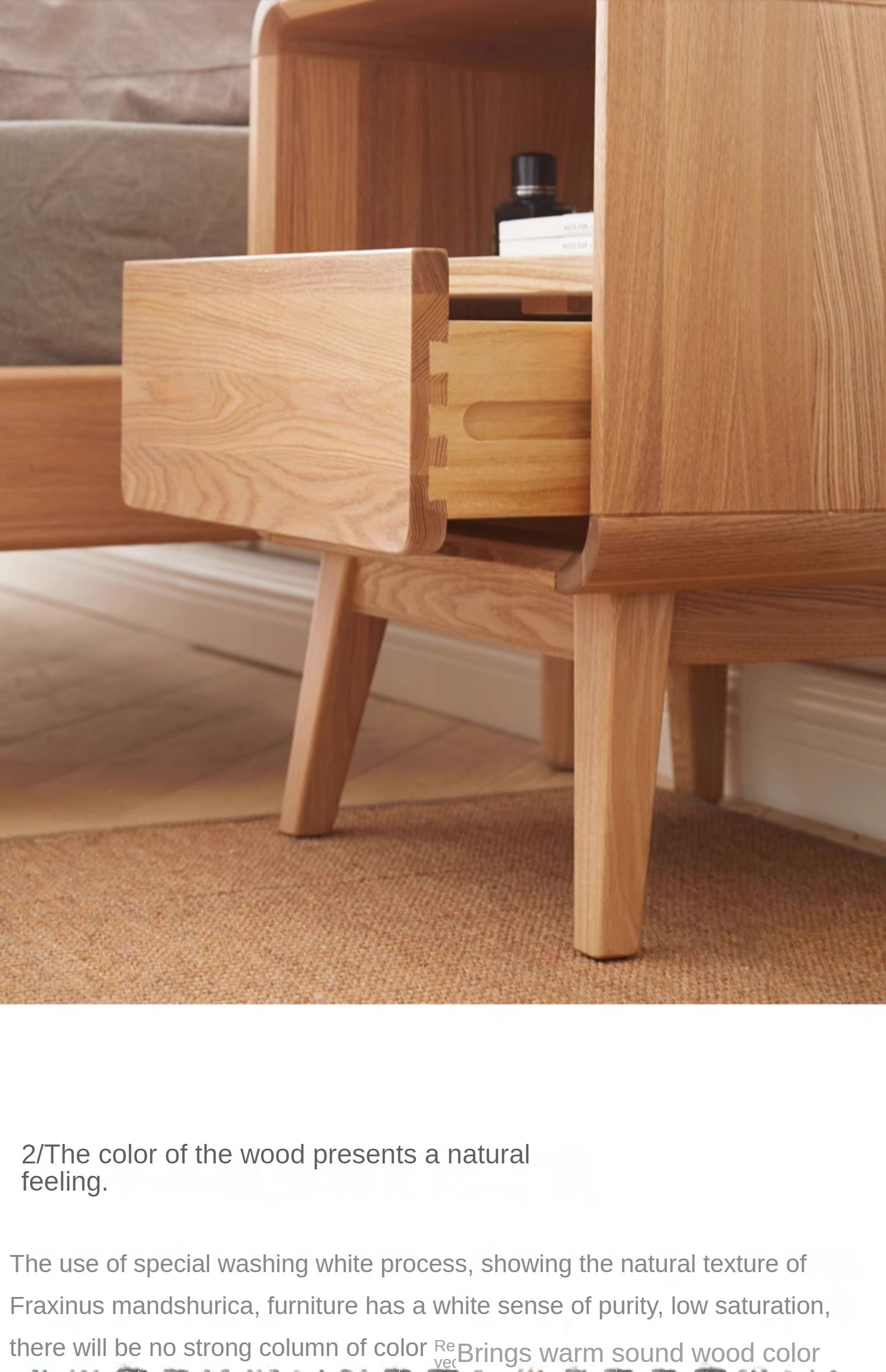 Ash Solid Wood Storage Modern Nightstand