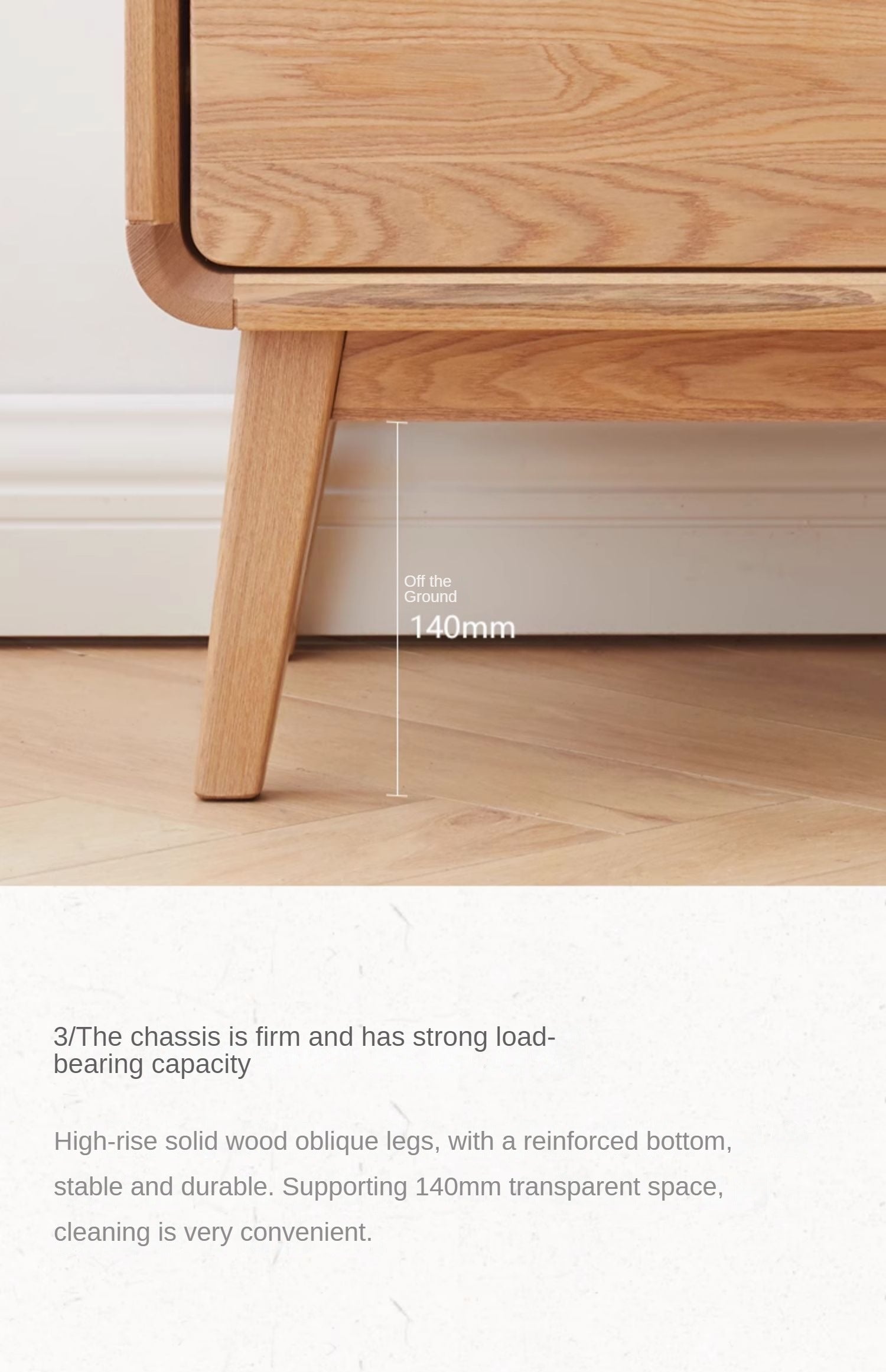 Ash Solid Wood Storage Modern Nightstand