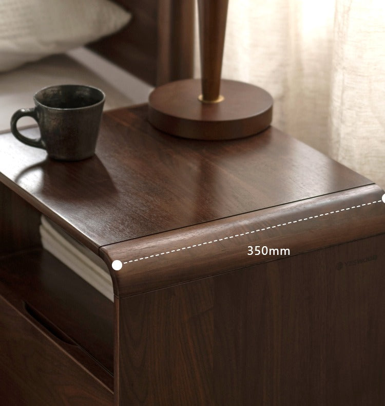 Black Walnut, Ash Solid Wood Modern Nightstand: