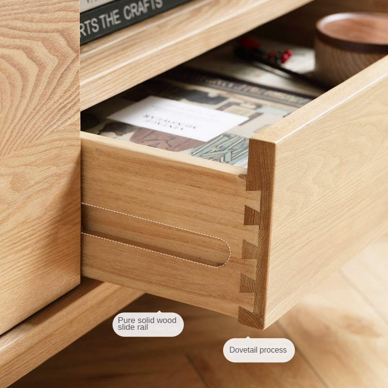 Ash Solid Wood Nordic Floor TV Cabinet.