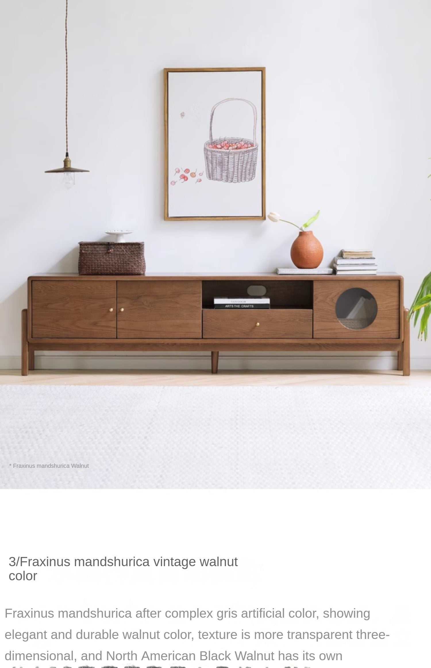 Ash Solid Wood Nordic Floor TV Cabinet.