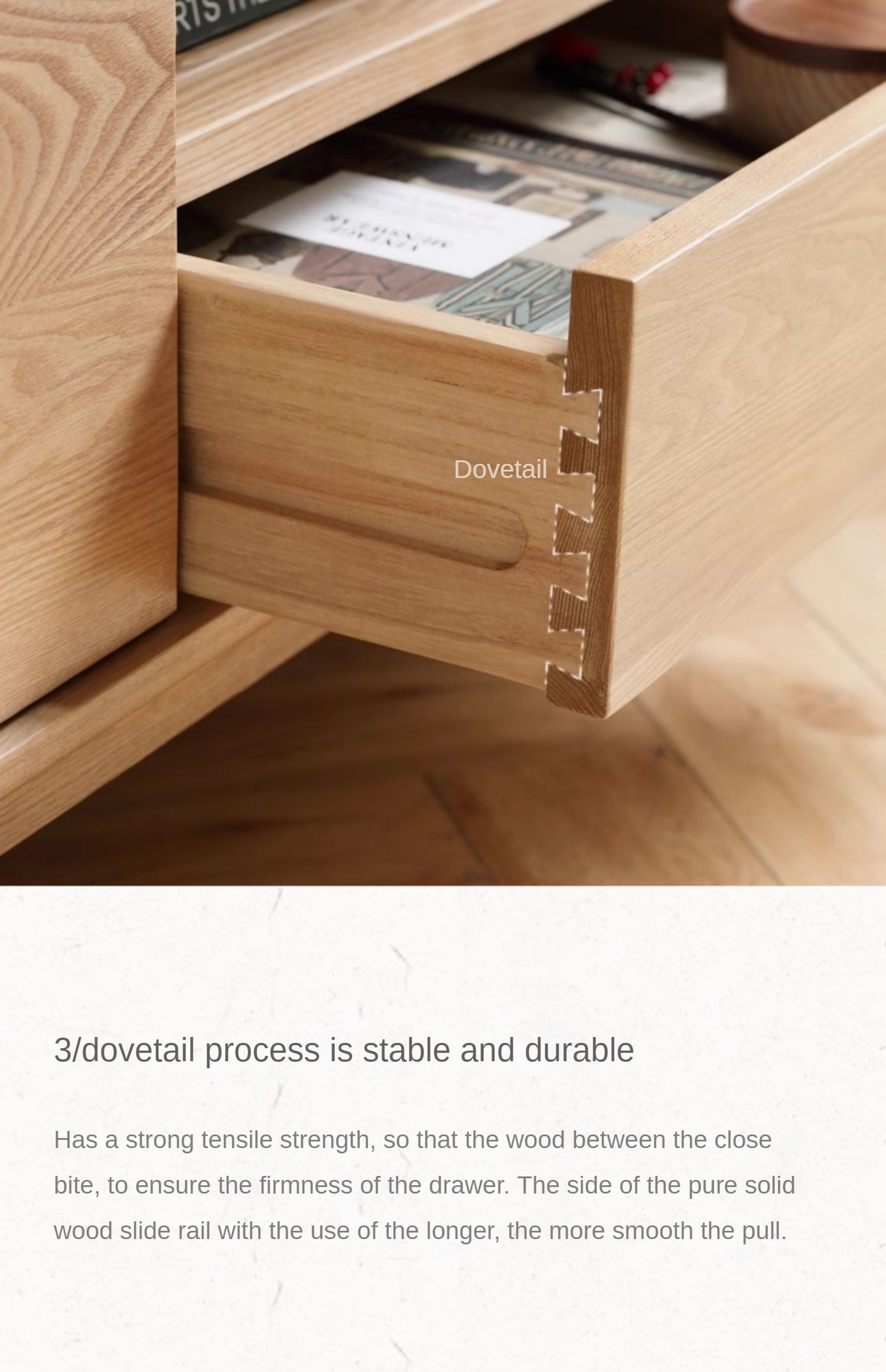 Ash Solid Wood Nordic Floor TV Cabinet.