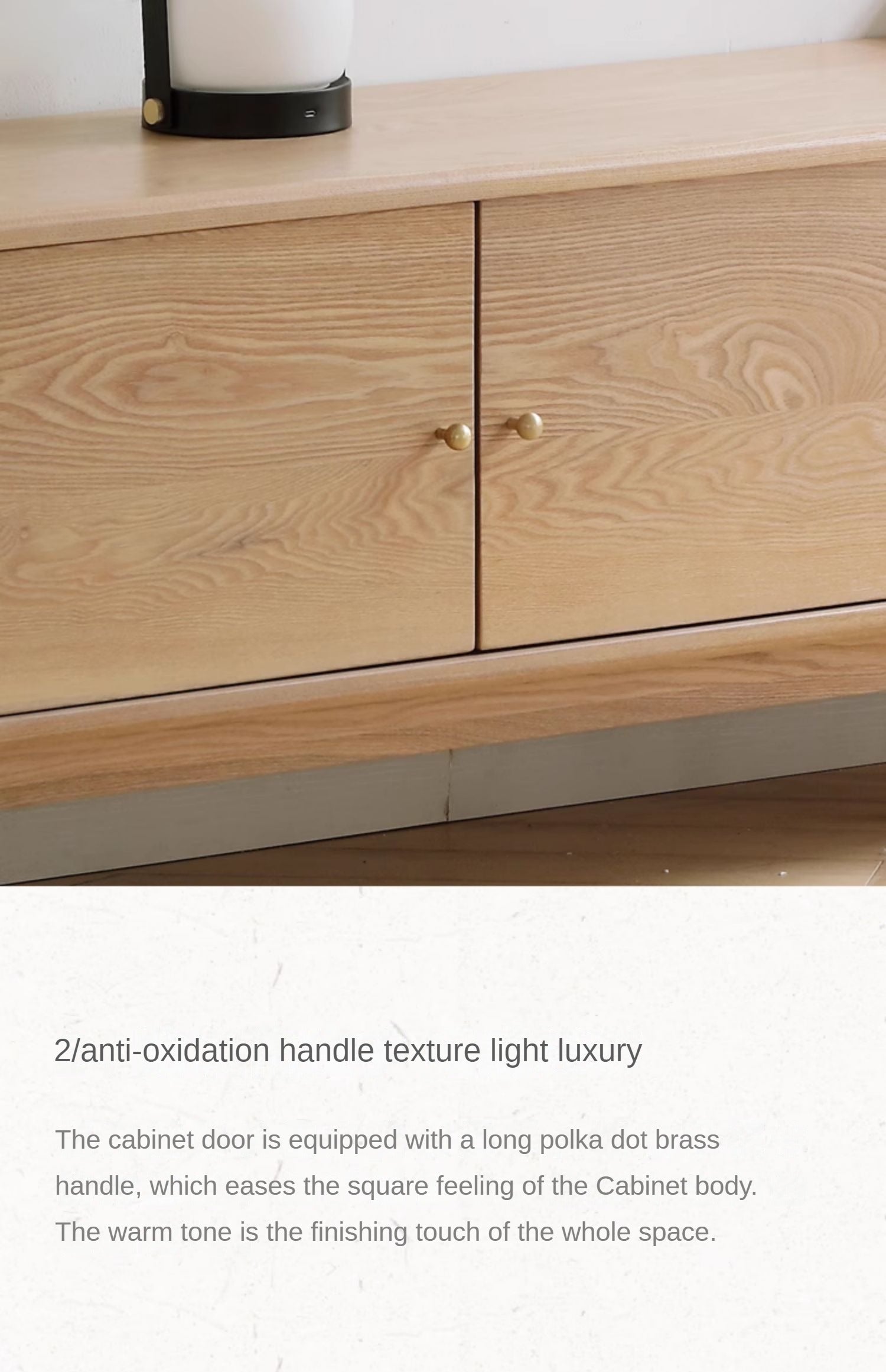 Ash Solid Wood Nordic Floor TV Cabinet.