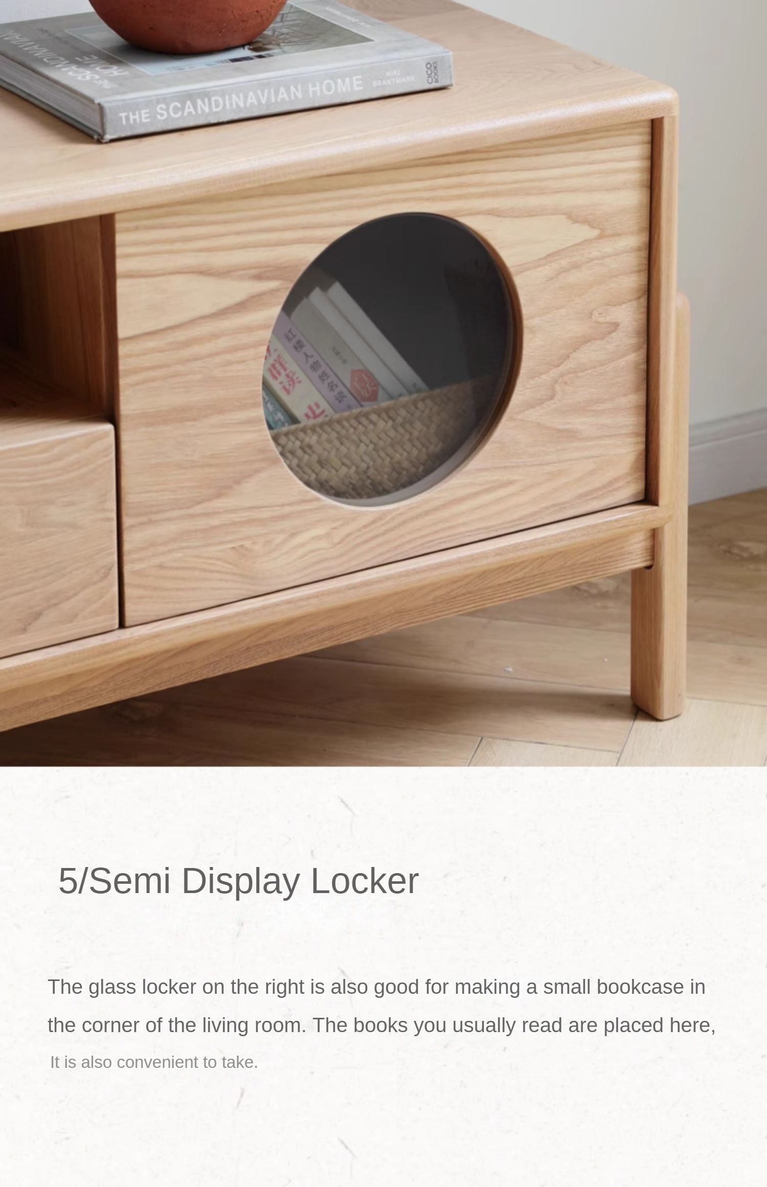 Ash Solid Wood Nordic Floor TV Cabinet.