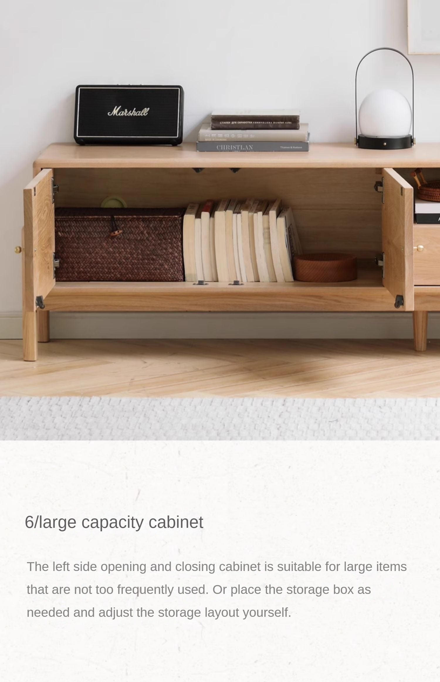 Ash Solid Wood Nordic Floor TV Cabinet.