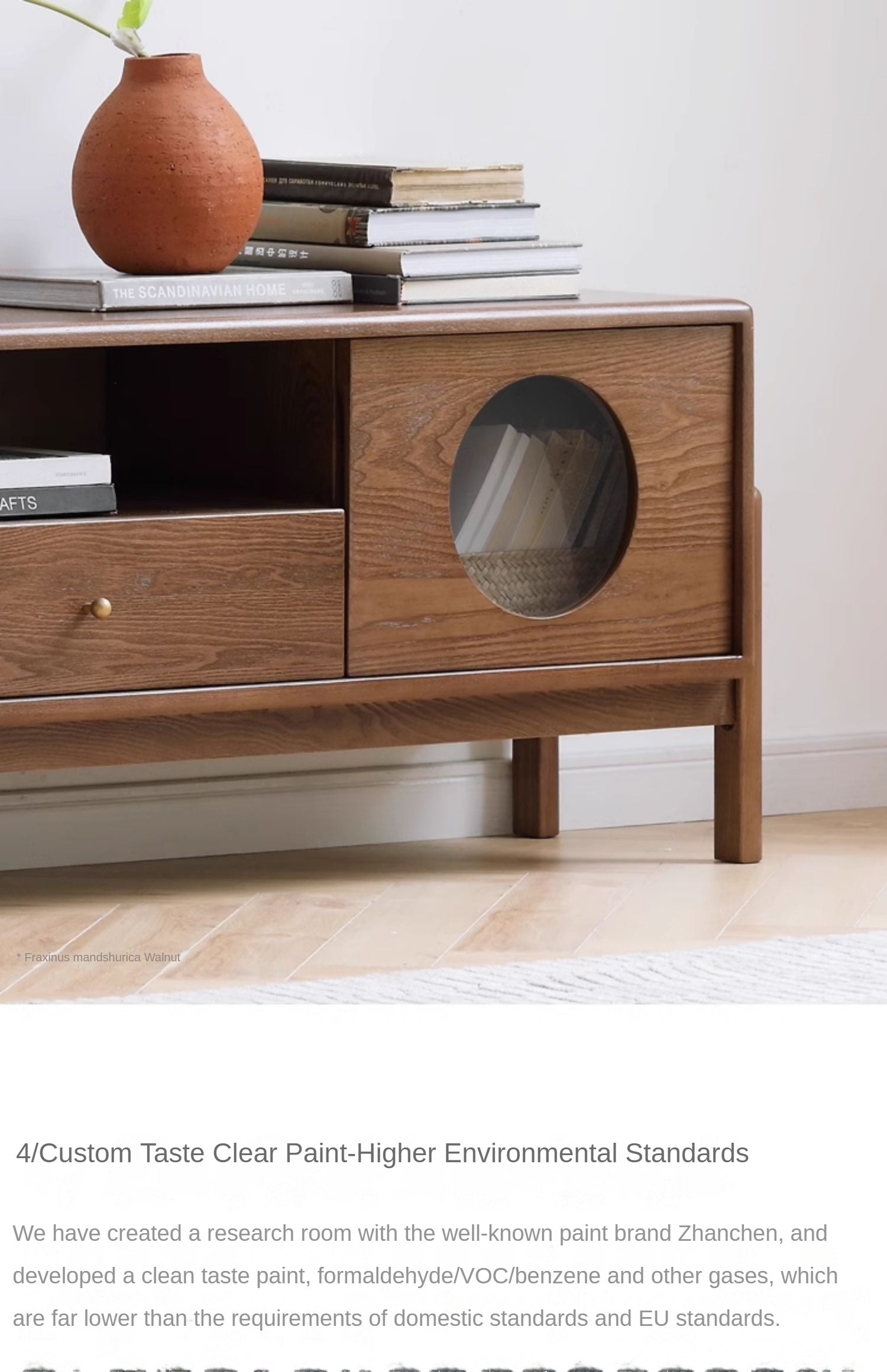 Ash Solid Wood Nordic Floor TV Cabinet.