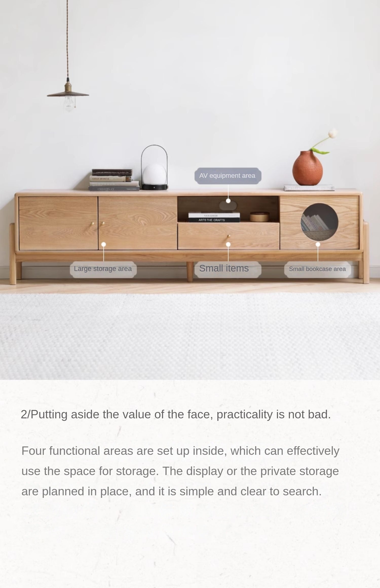 Ash Solid Wood Nordic Floor TV Cabinet.