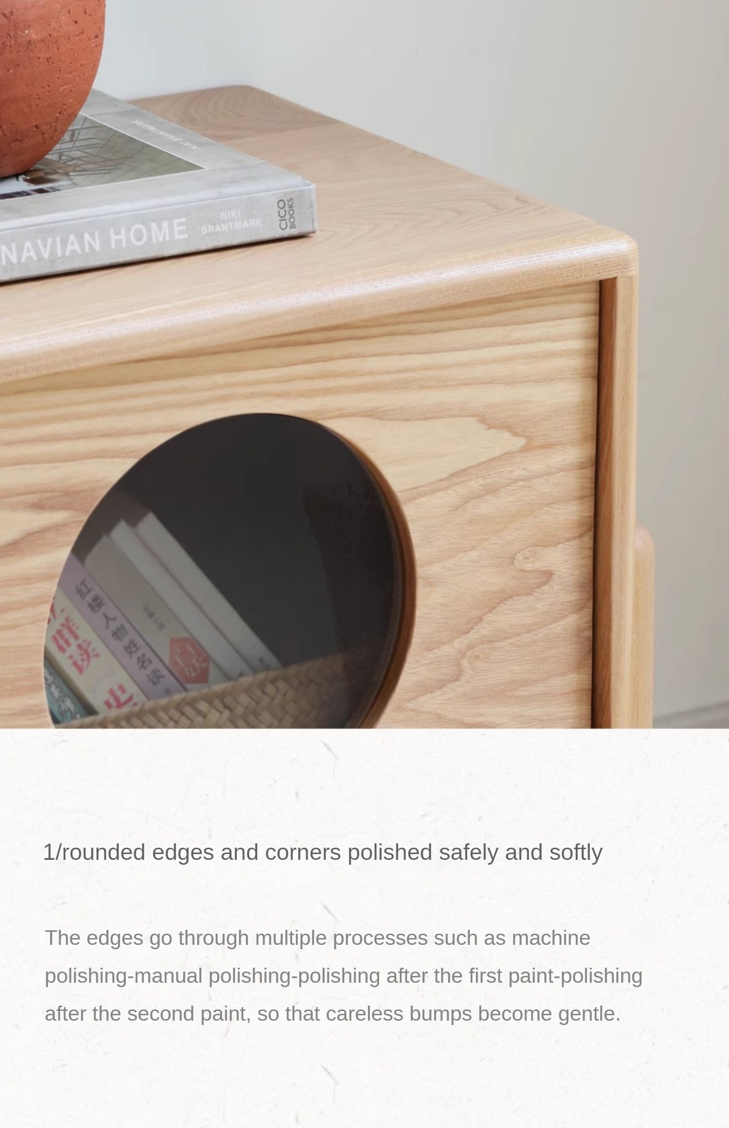 Ash Solid Wood Nordic Floor TV Cabinet.