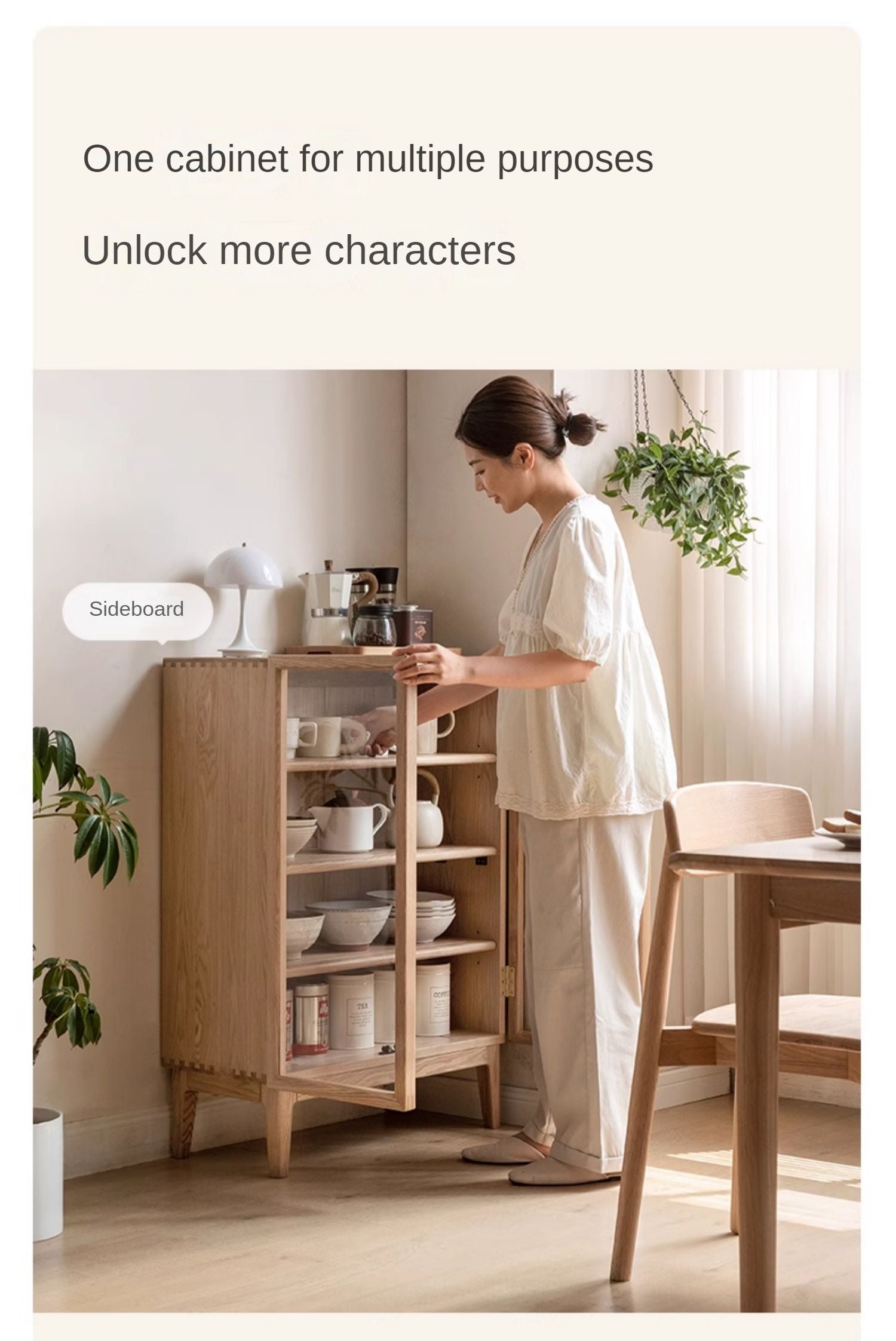 Ash Solid Wood Storage Side Cabinet