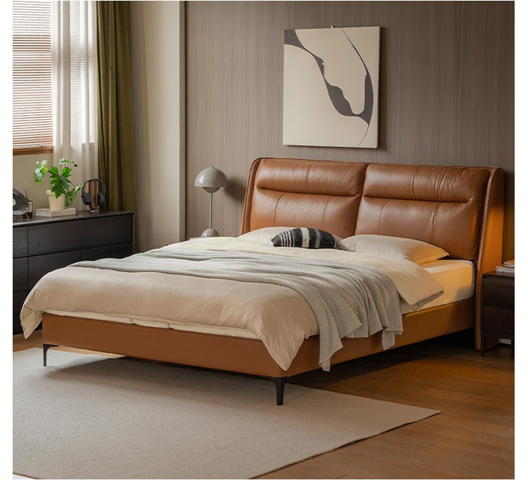 First Layer of Yellow Cowhide Bed Light Luxury