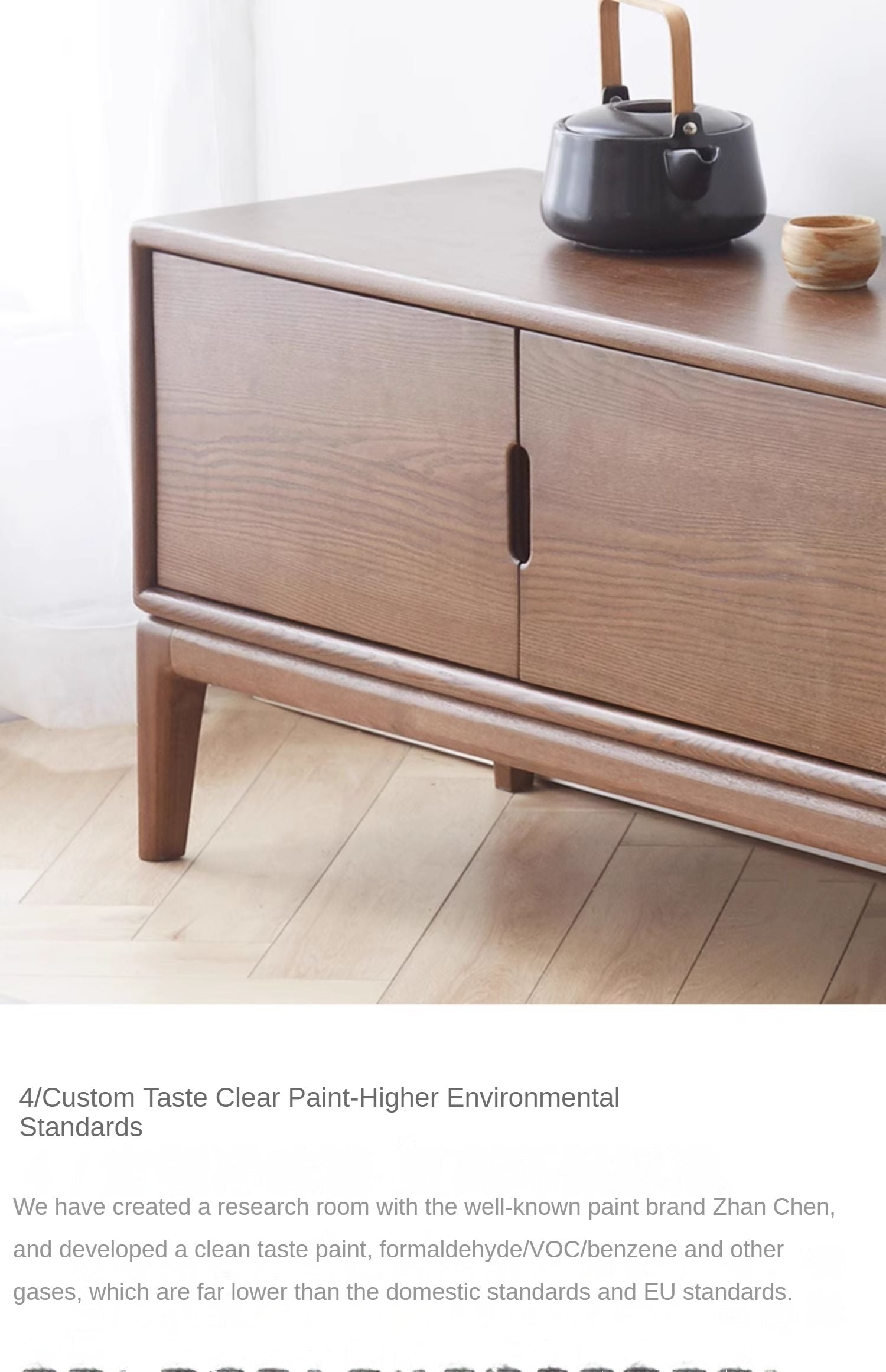 Ash Solid Wood Simple Floor TV Cabinet.