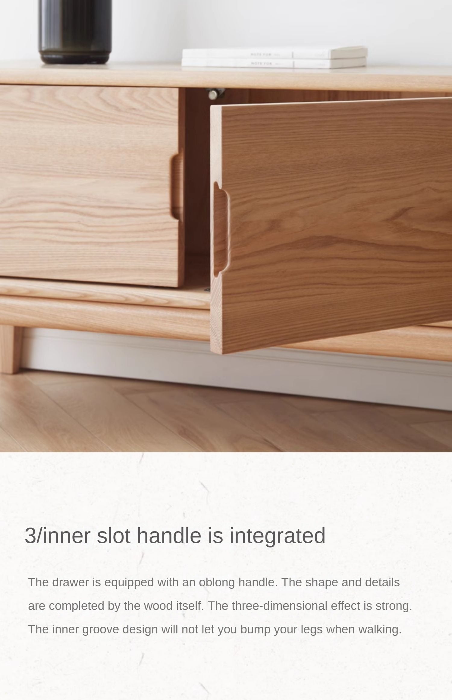 Ash Solid Wood Simple Floor TV Cabinet.