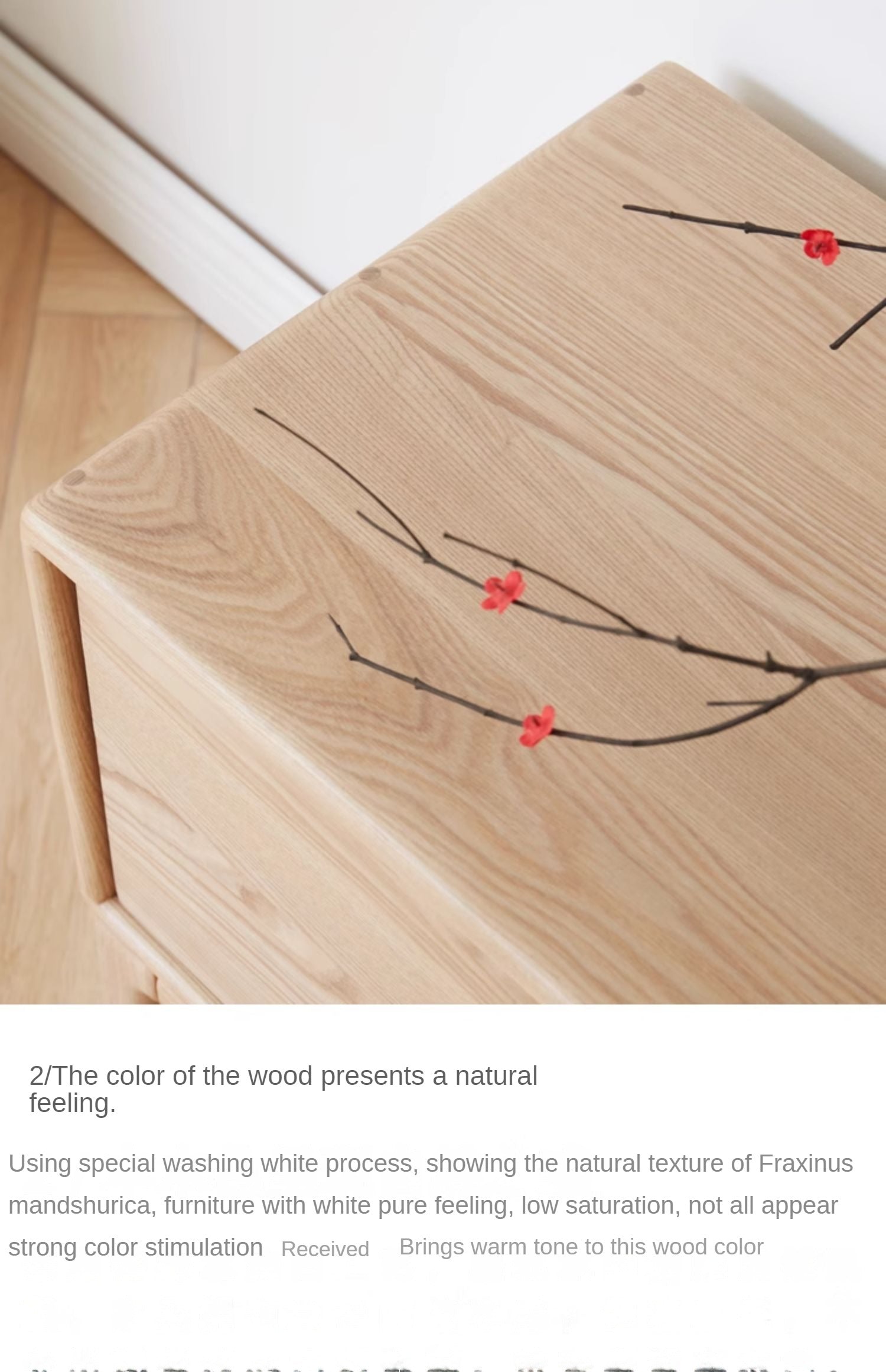 Ash Solid Wood Simple Floor TV Cabinet.