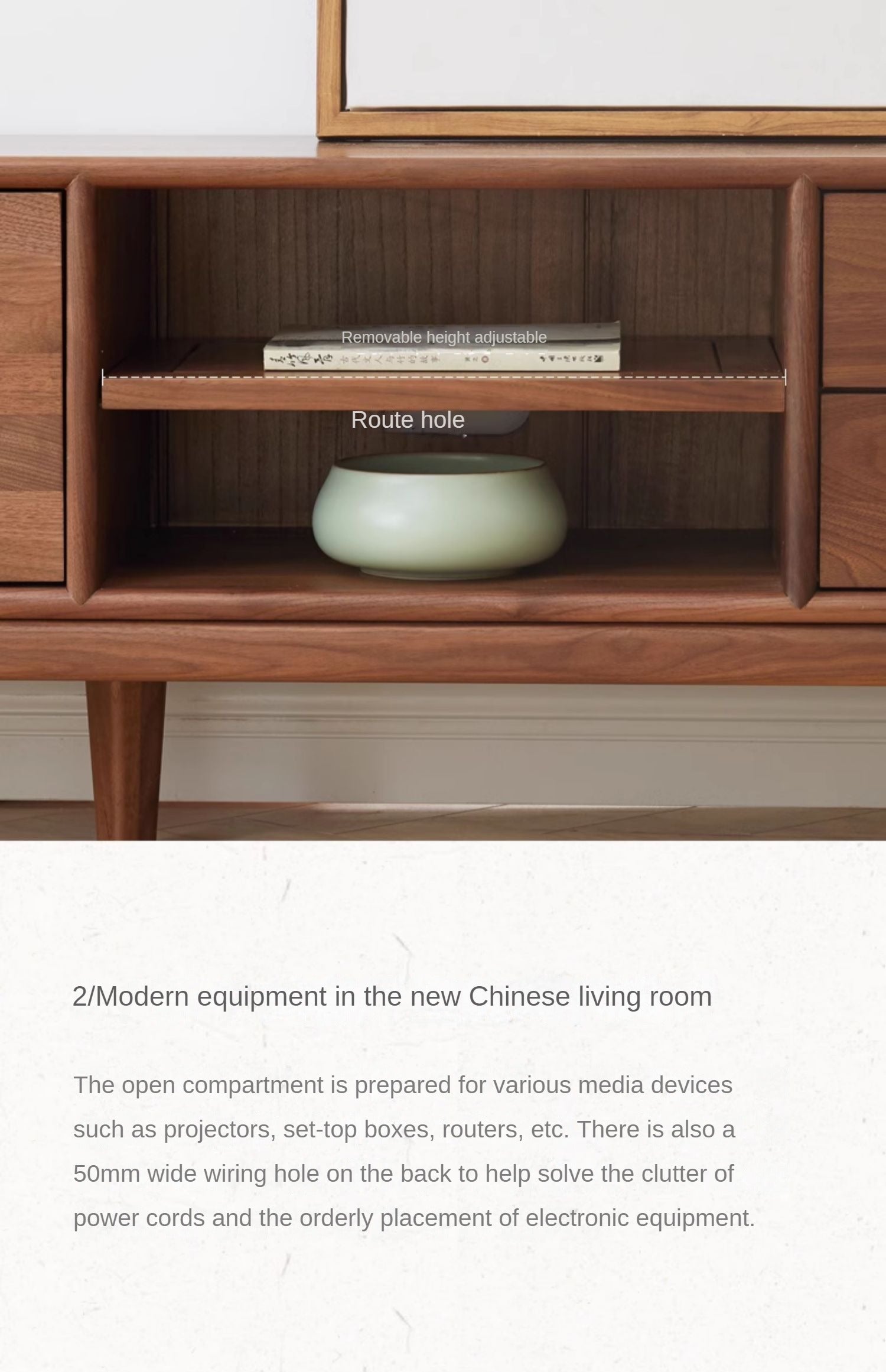 Ash, Black Walnut Solid Wood Modern Simple TV Cabinet
