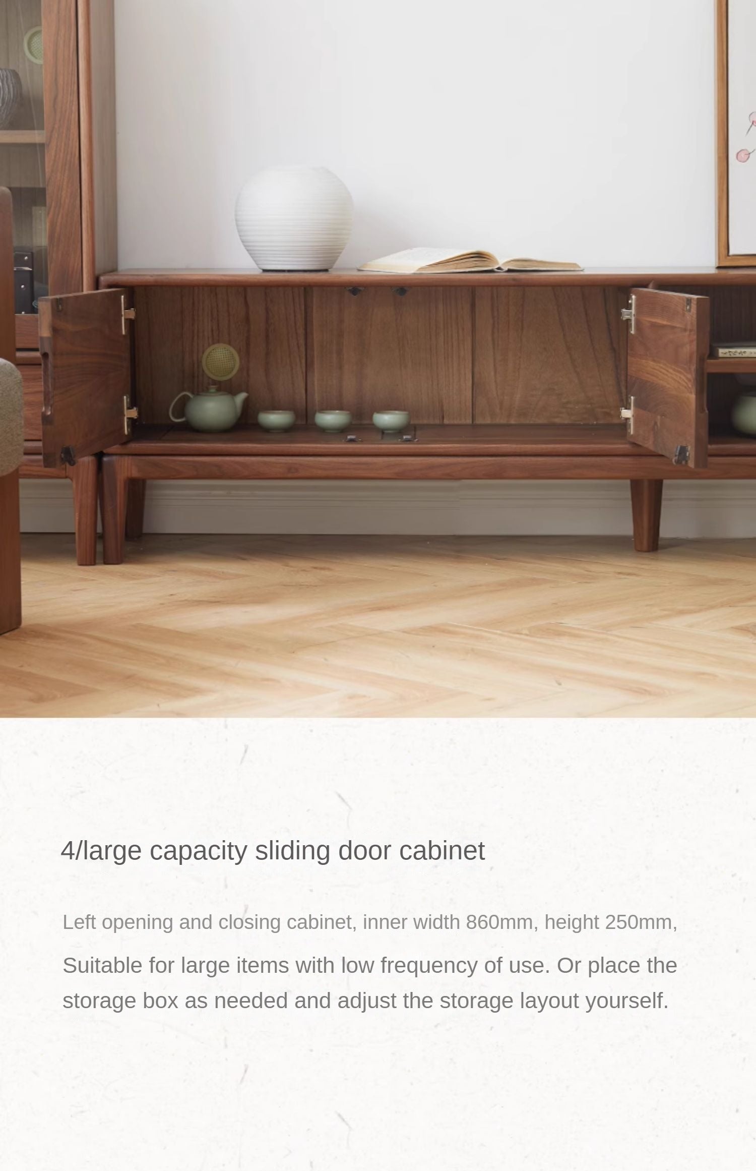 Ash, Black Walnut Solid Wood Modern Simple TV Cabinet