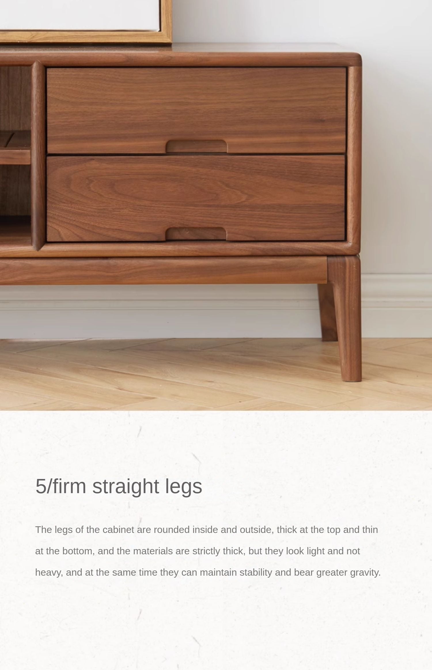Ash, Black Walnut Solid Wood Modern Simple TV Cabinet