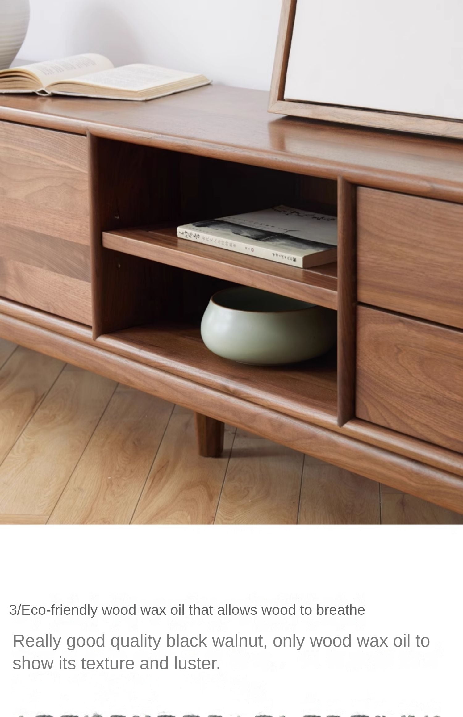 Ash, Black Walnut Solid Wood Modern Simple TV Cabinet