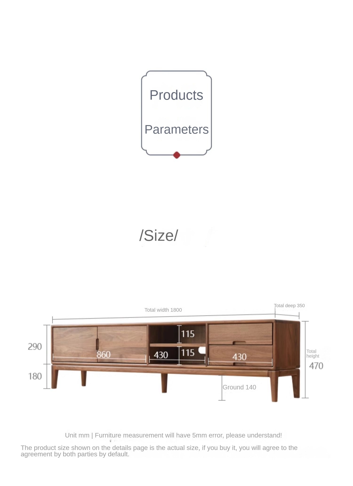 Ash, Black Walnut Solid Wood Modern Simple TV Cabinet