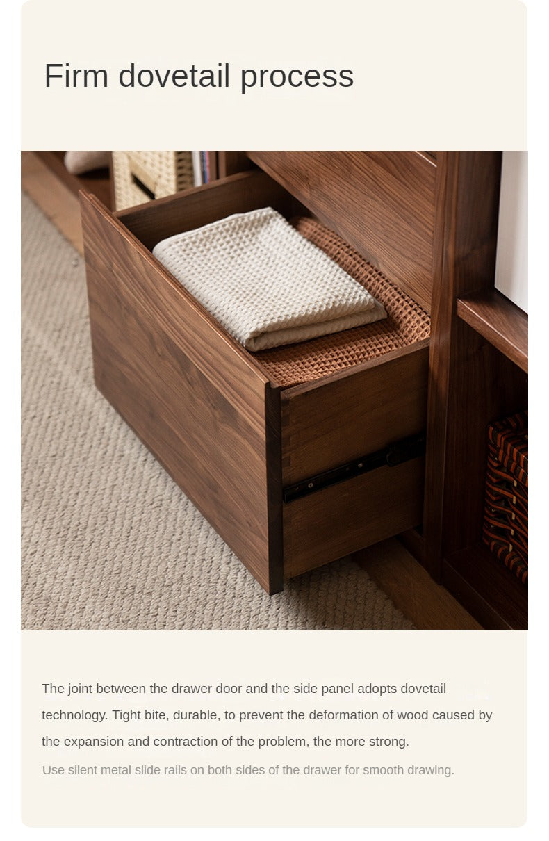 Black Walnut, Ash Solid Wood Floor Bookcase Rack