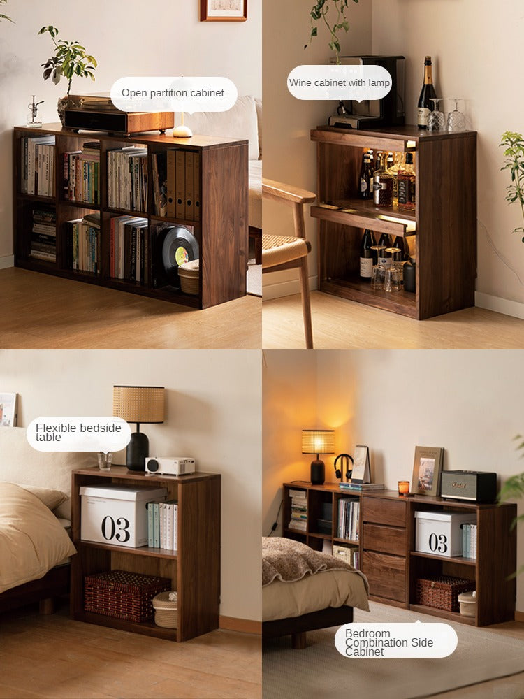 Black Walnut, Ash Solid Wood Floor Bookcase Rack