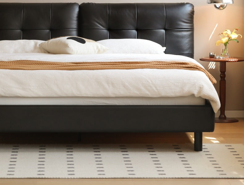 First layer of yellow cowhide black Bed