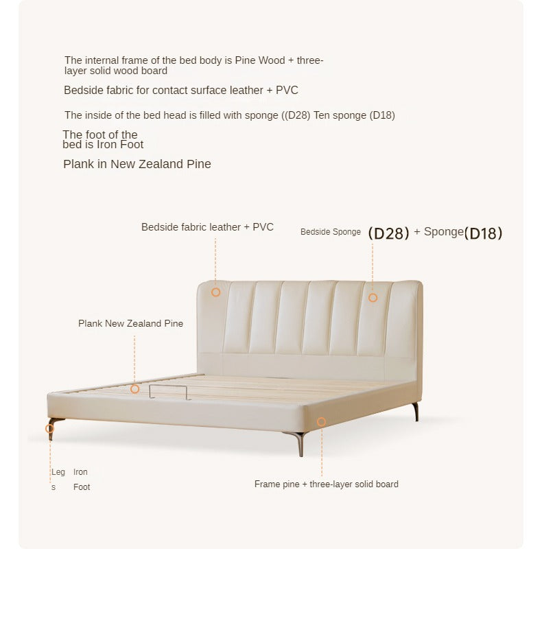 First Layer of Yellow Cowhide Cream Style High Bed