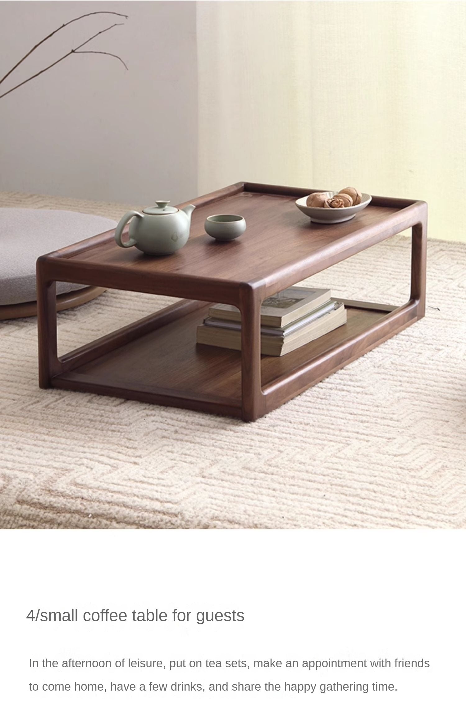 Black walnut, Ash, Oak Solid Wood Japanese Tatami Tea Table