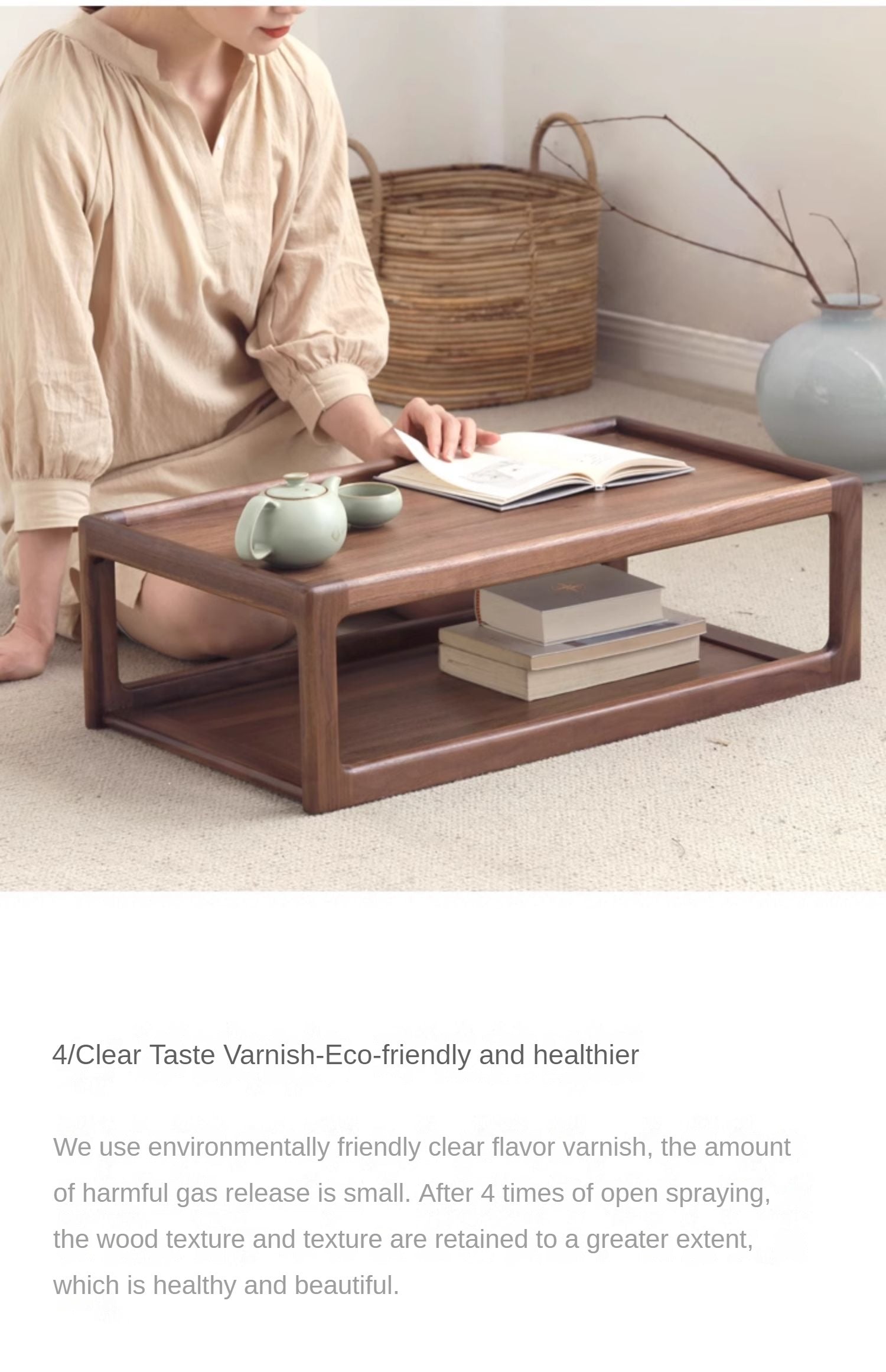 Black walnut, Ash, Oak Solid Wood Japanese Tatami Tea Table