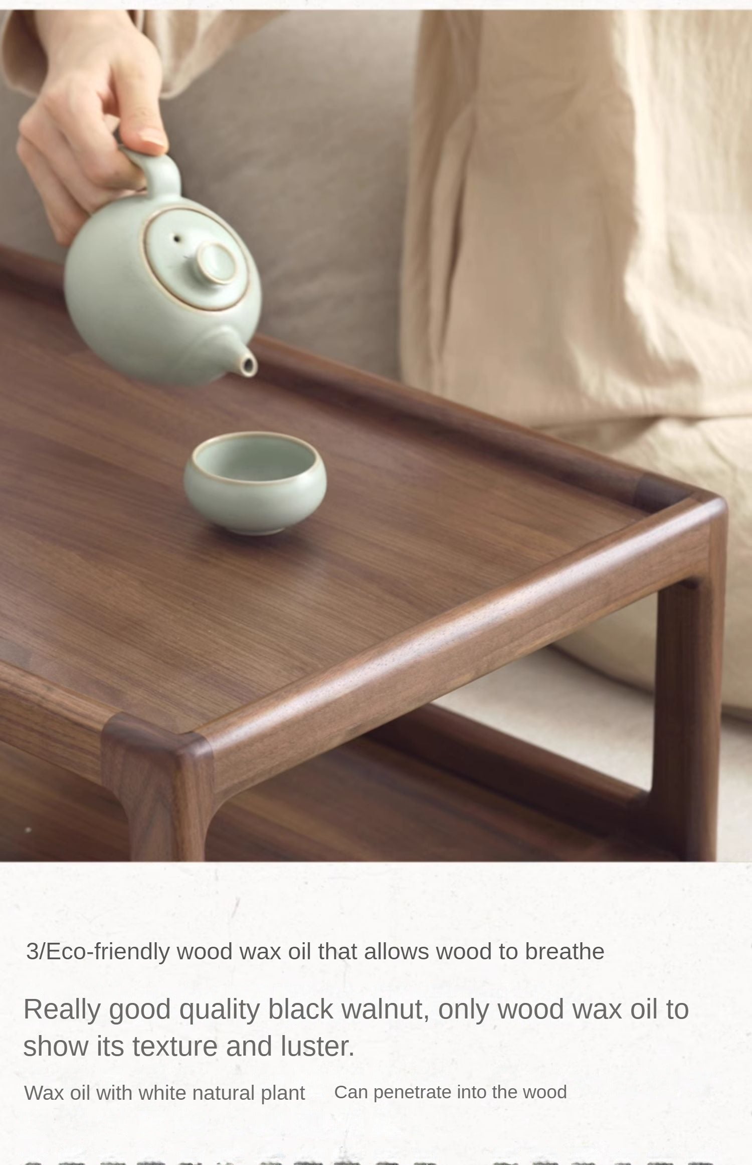 Black walnut, Ash, Oak Solid Wood Japanese Tatami Tea Table