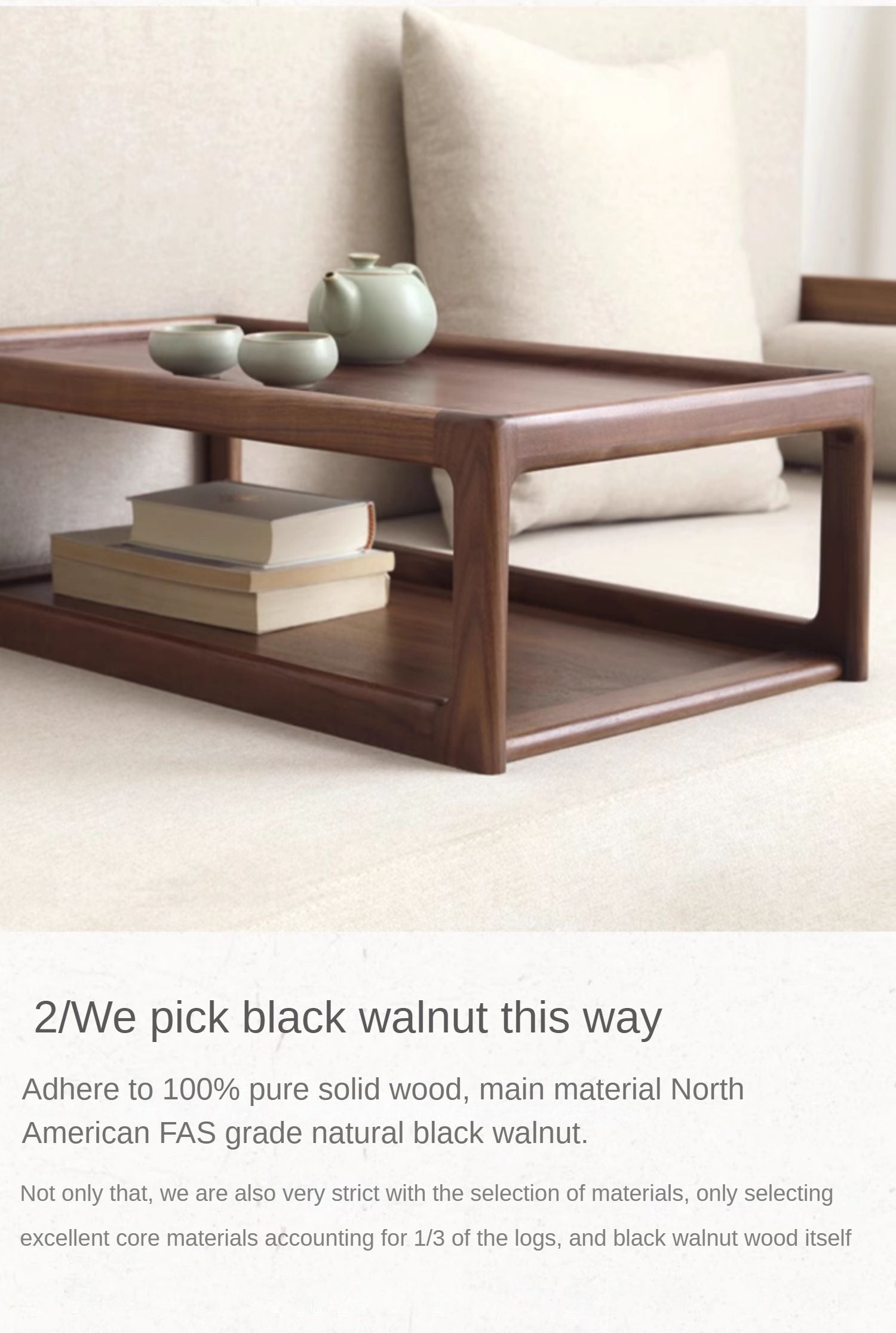Black walnut, Ash, Oak Solid Wood Japanese Tatami Tea Table