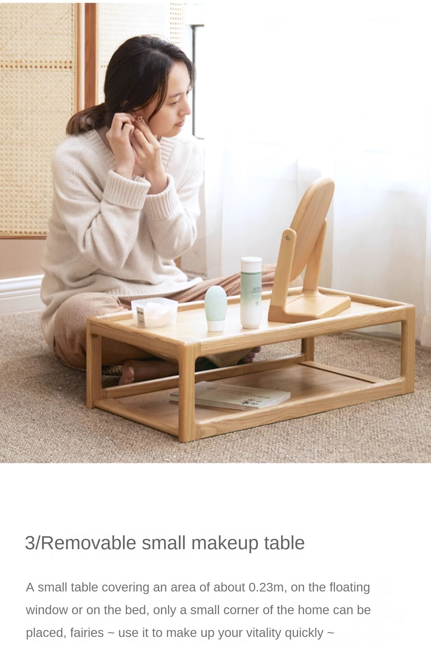 Ash, Oak Solid Wood Bay Window Table