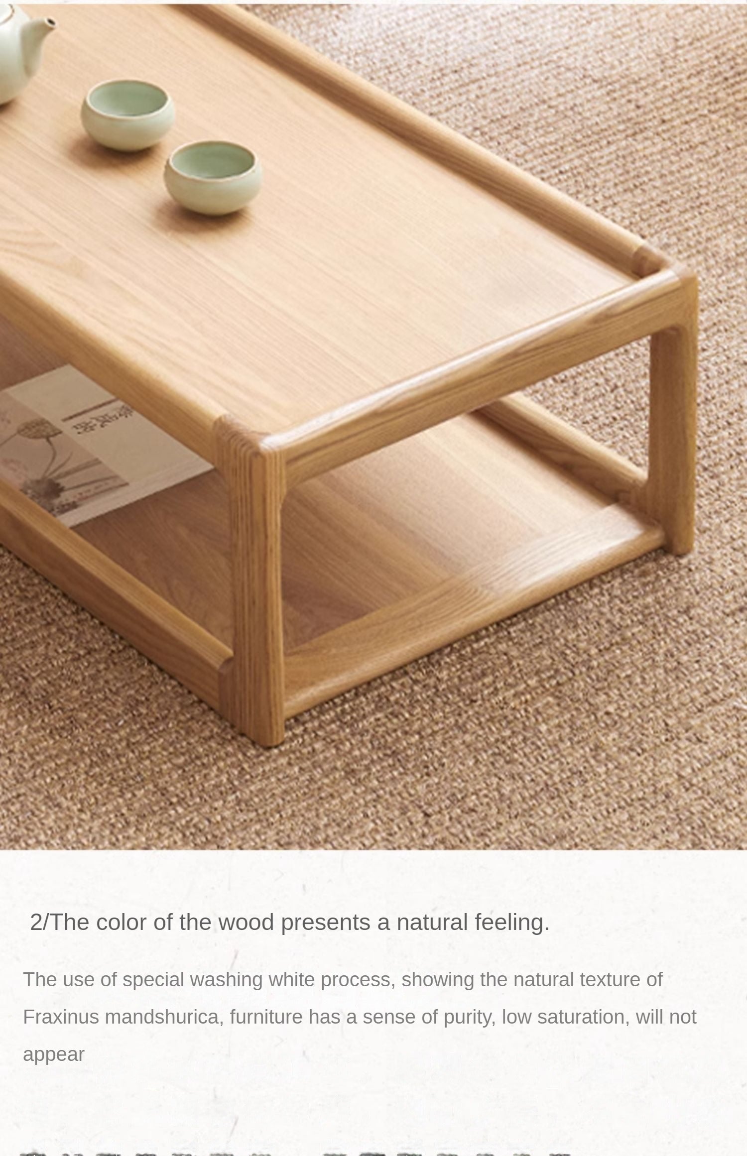 Ash, Oak Solid Wood Low Table