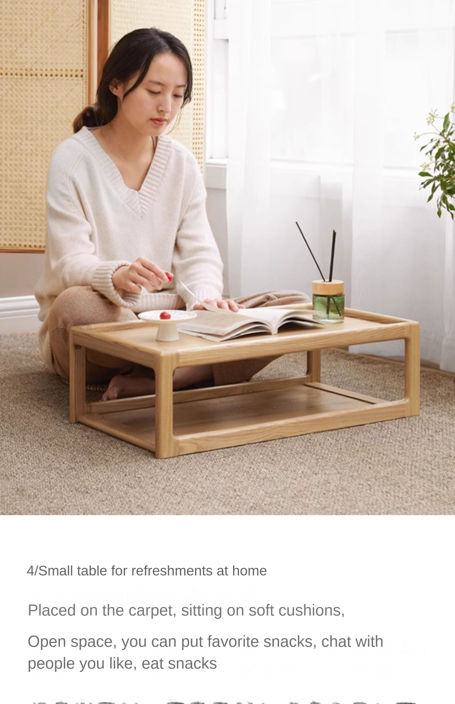 Ash, Oak Solid Wood Low Table