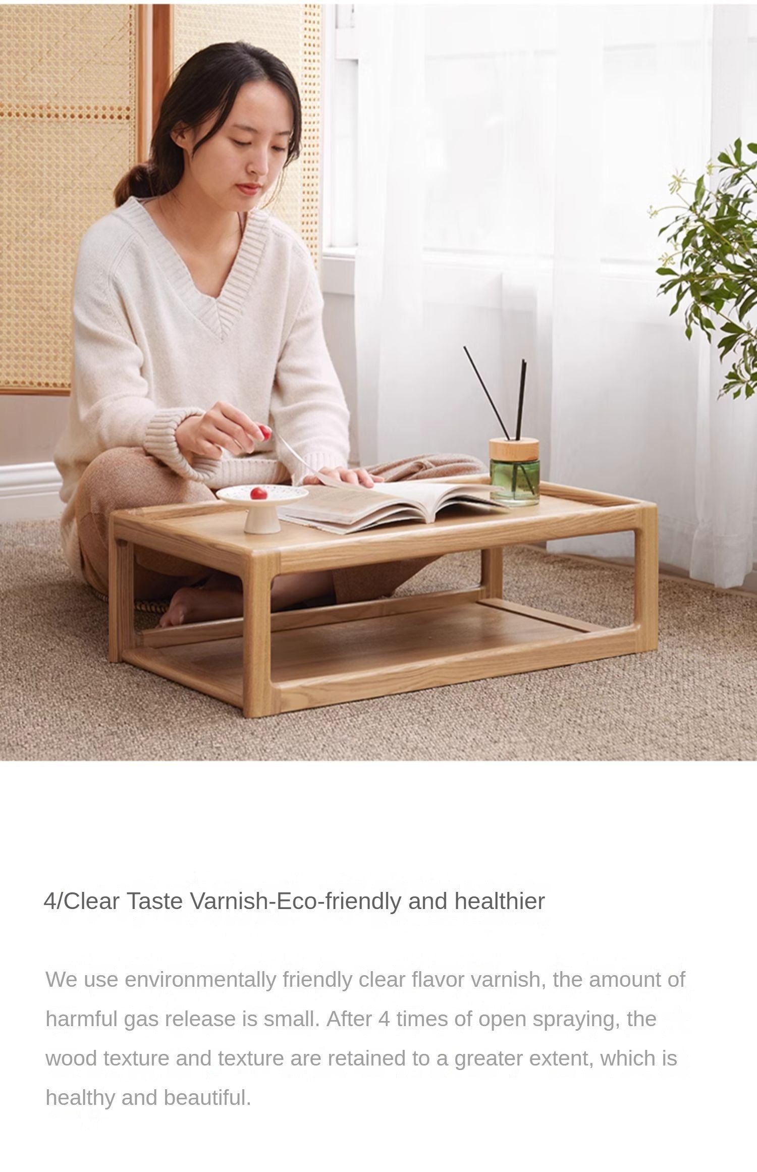 Ash, Oak Solid Wood Low Table