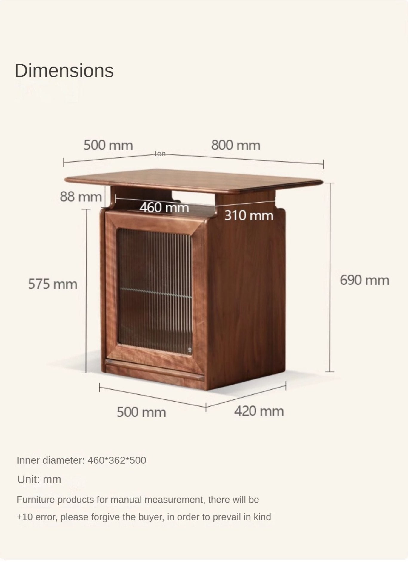 Ash, Black Walnut Solid Wood Mobile Coffee Cabinet