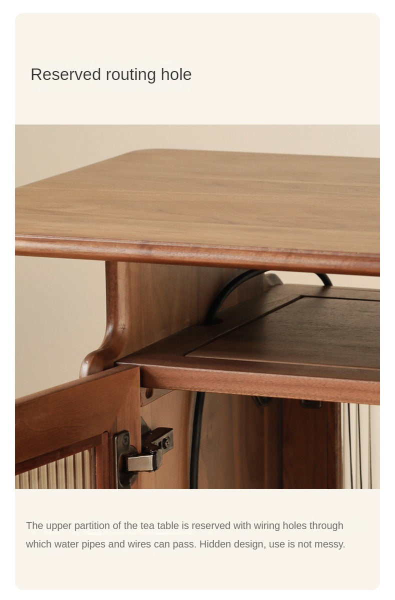 Ash, Black Walnut Solid Wood Mobile Coffee Cabinet