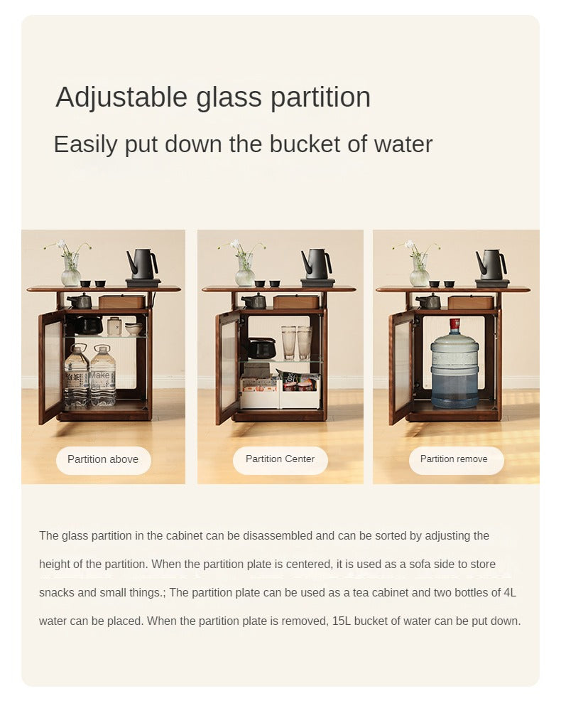 Ash, Black Walnut Solid Wood Mobile Coffee Cabinet