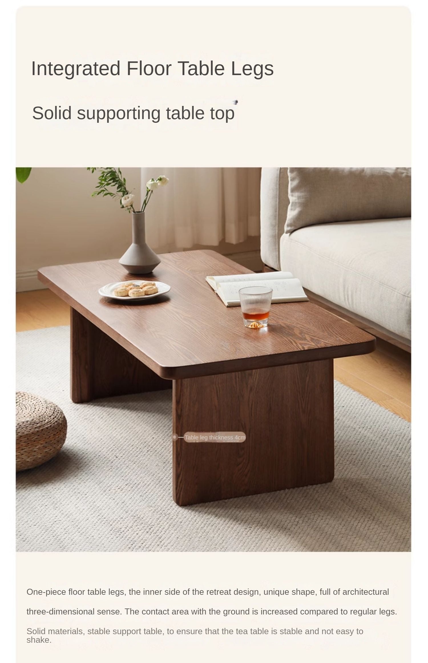 Ash Solid Wood Modern Small Tea Table