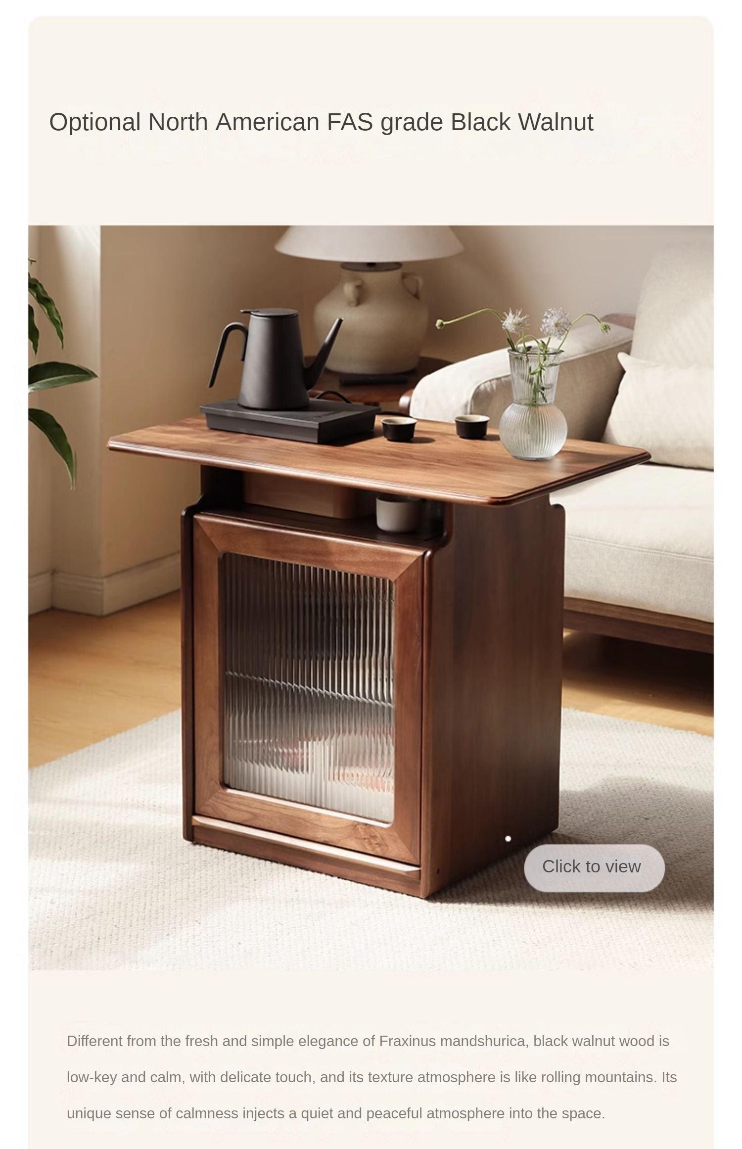 Ash Solid Wood Mobile Coffee Cabinet