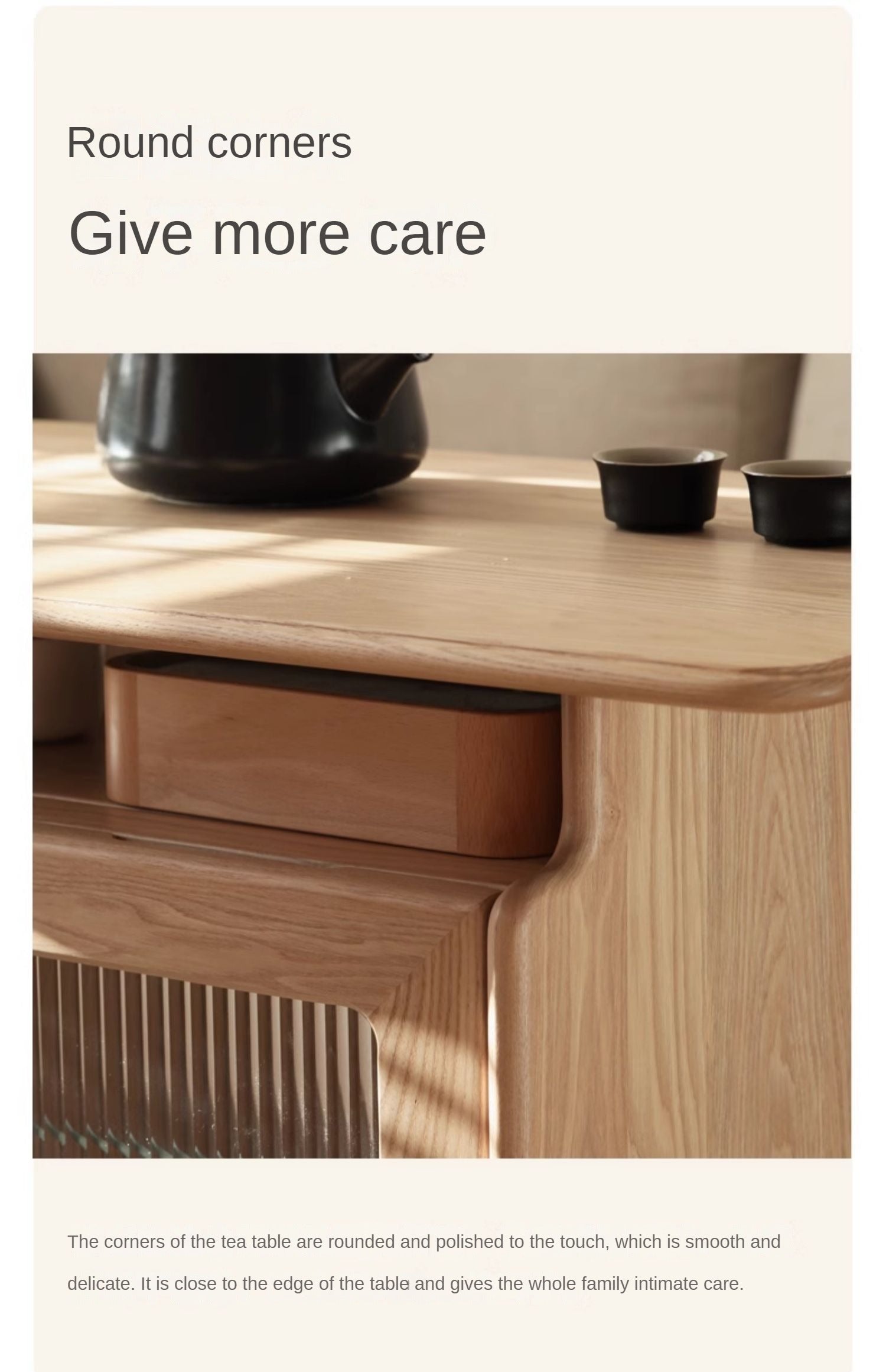 Ash Solid Wood Mobile Coffee Cabinet